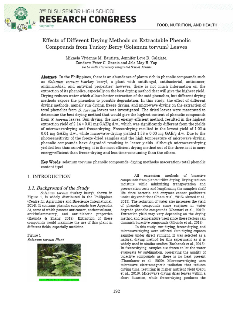 Effects of Different Drying Methods On Extractable Phenolic Compo | PDF ...