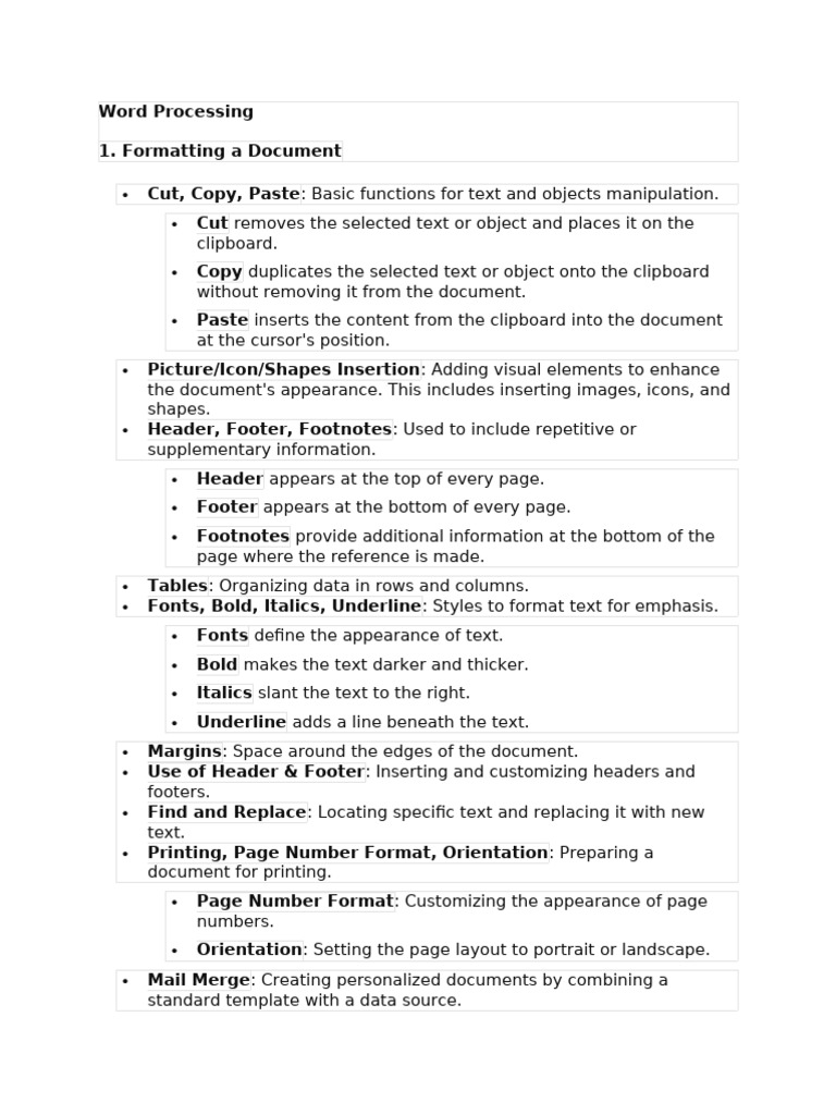 Word Processing and Spreadsheet Basics | PDF | Spreadsheet | Databases