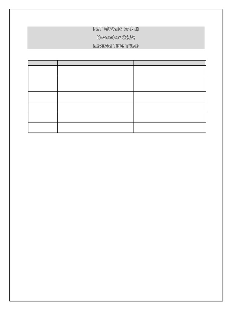 Updated Time Table | PDF