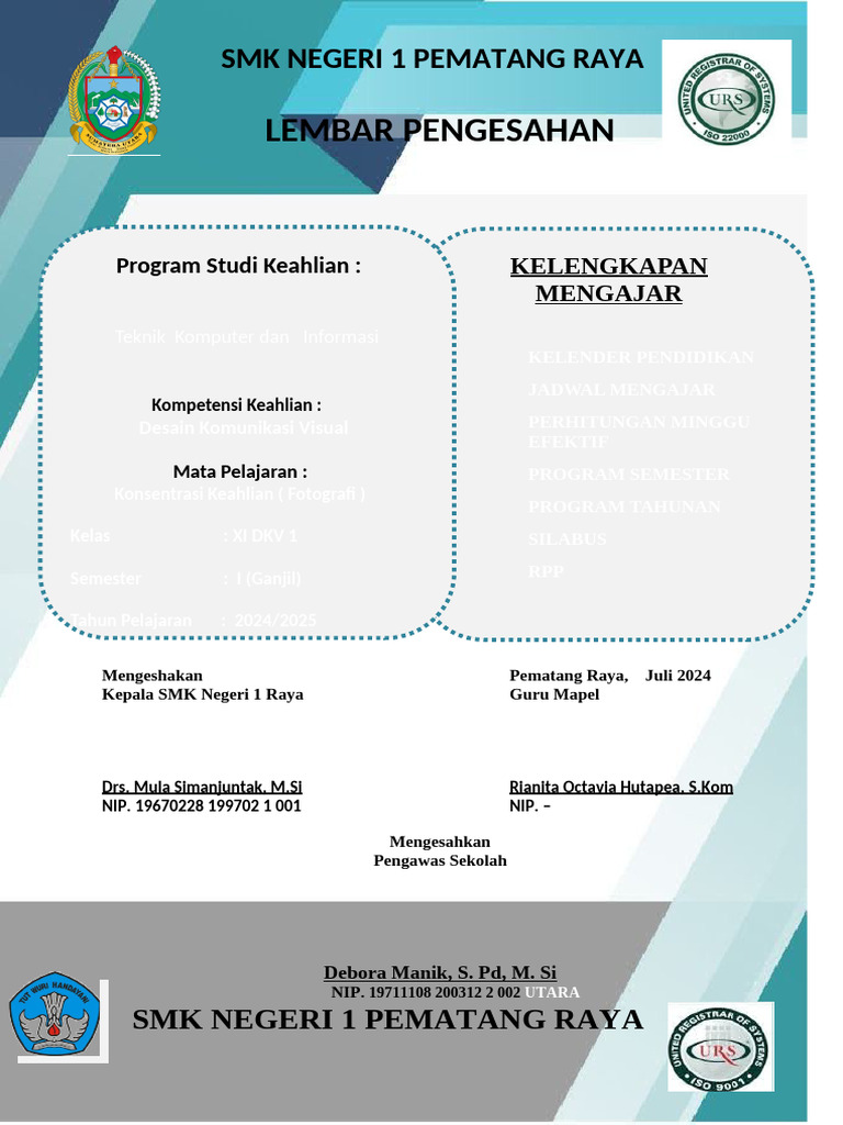 Lembar Pengesahan Kurikulum SMK 2024 | PDF