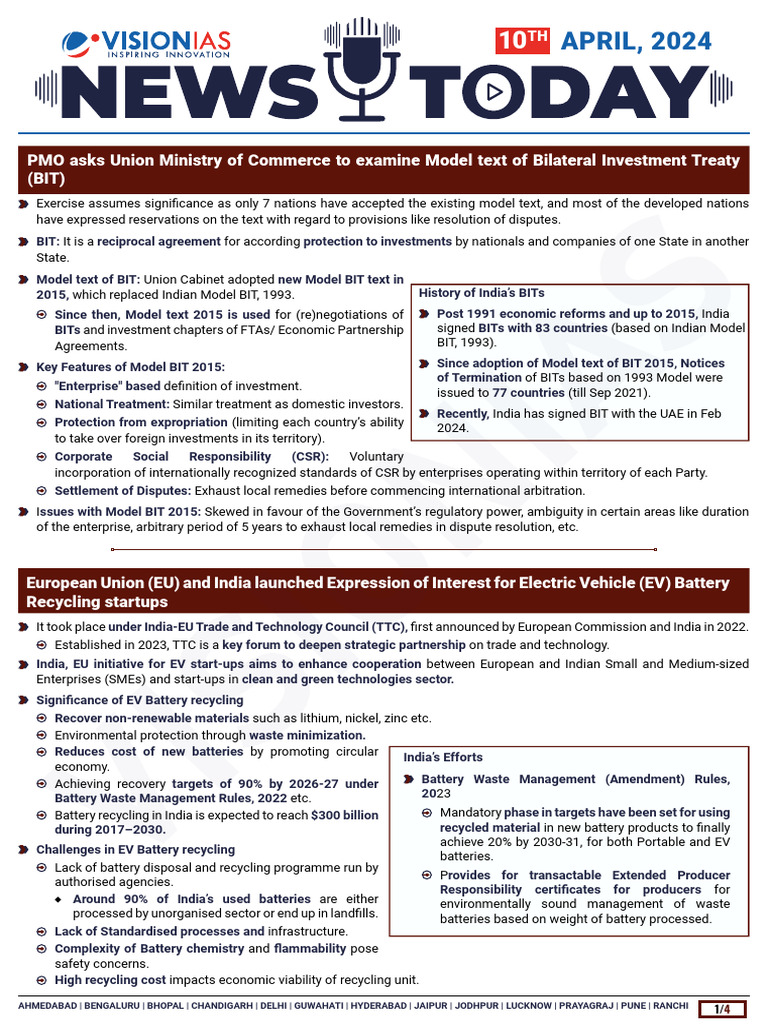 VisionIAS Daily Current Affairs 10 April 2024 | PDF | Chlorofluorocarbon