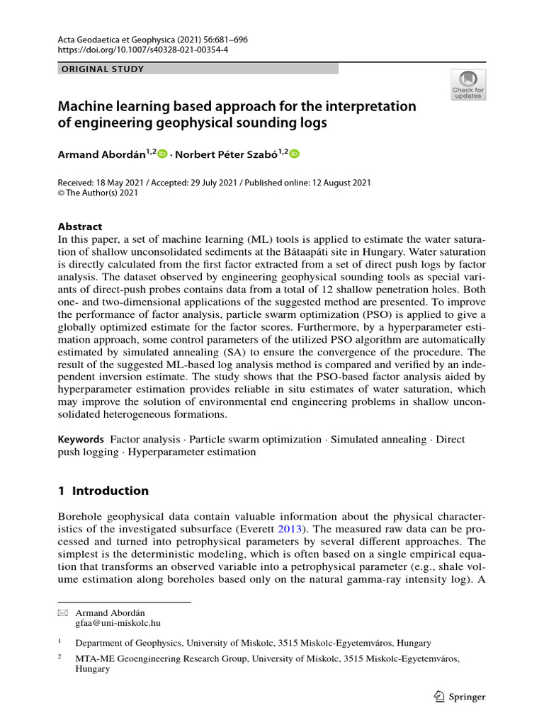Machine Learning for Geophysical Log Analysis | PDF | Machine Learning ...