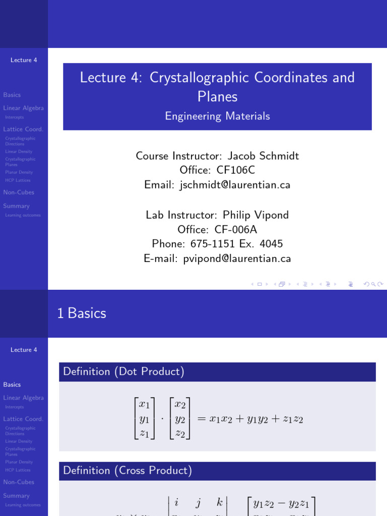 Lecture4 CrystallographicCoordinatesandPlanes | PDF | Crystal Structure ...