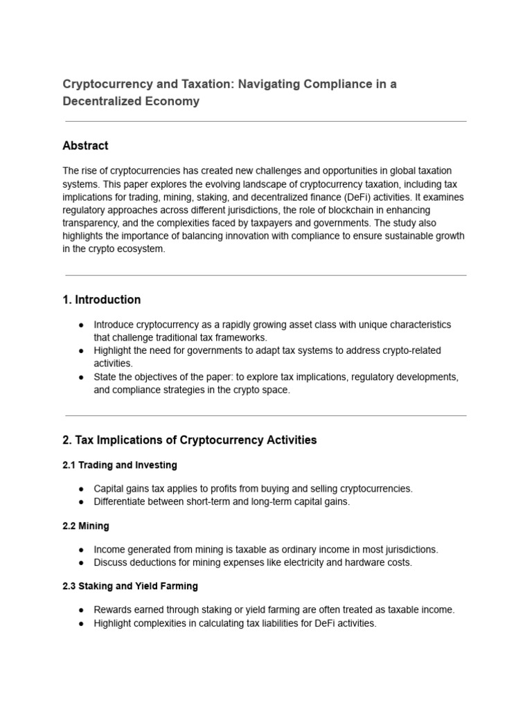 Cryptocurrency Taxation Compliance Guide | PDF | Taxes | Cryptocurrency