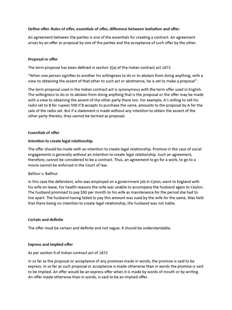 Understanding Offers in Contract Law | PDF | Auction | Common Law