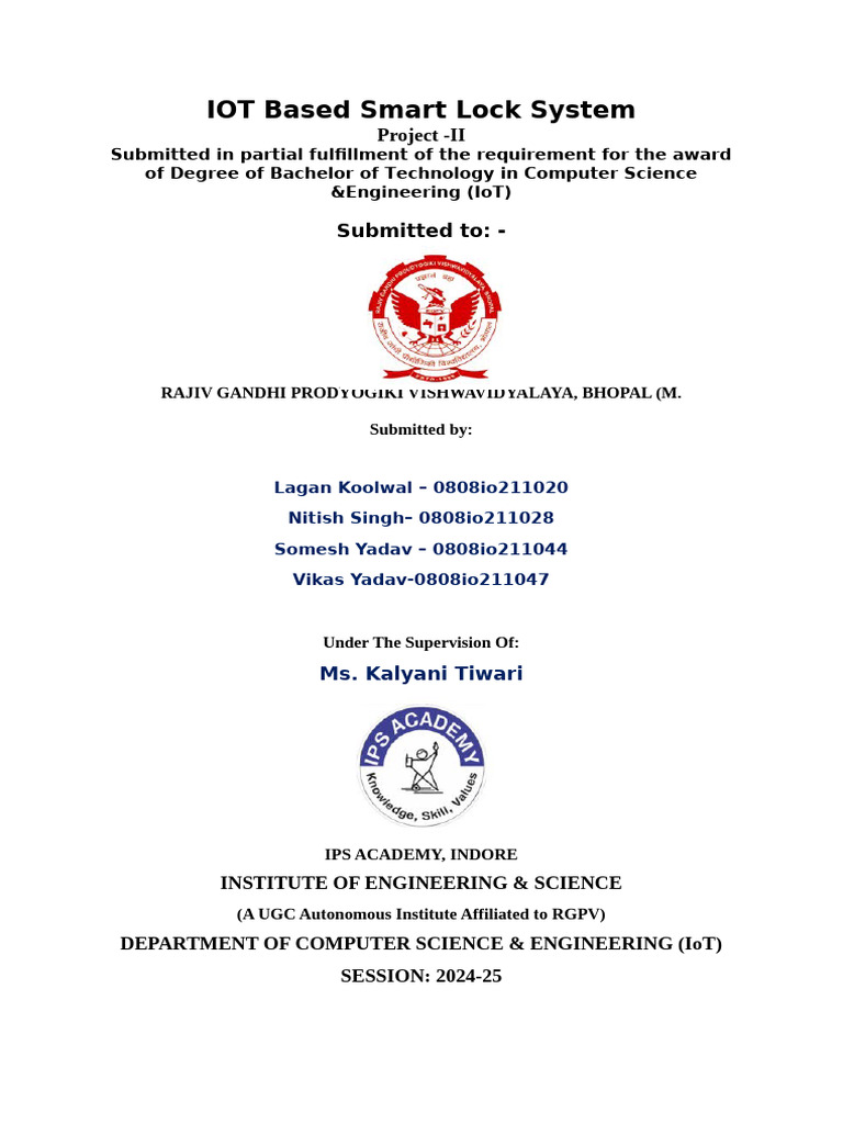 Iot Smart Door Lock System Project Pdf Access Control Internet Of