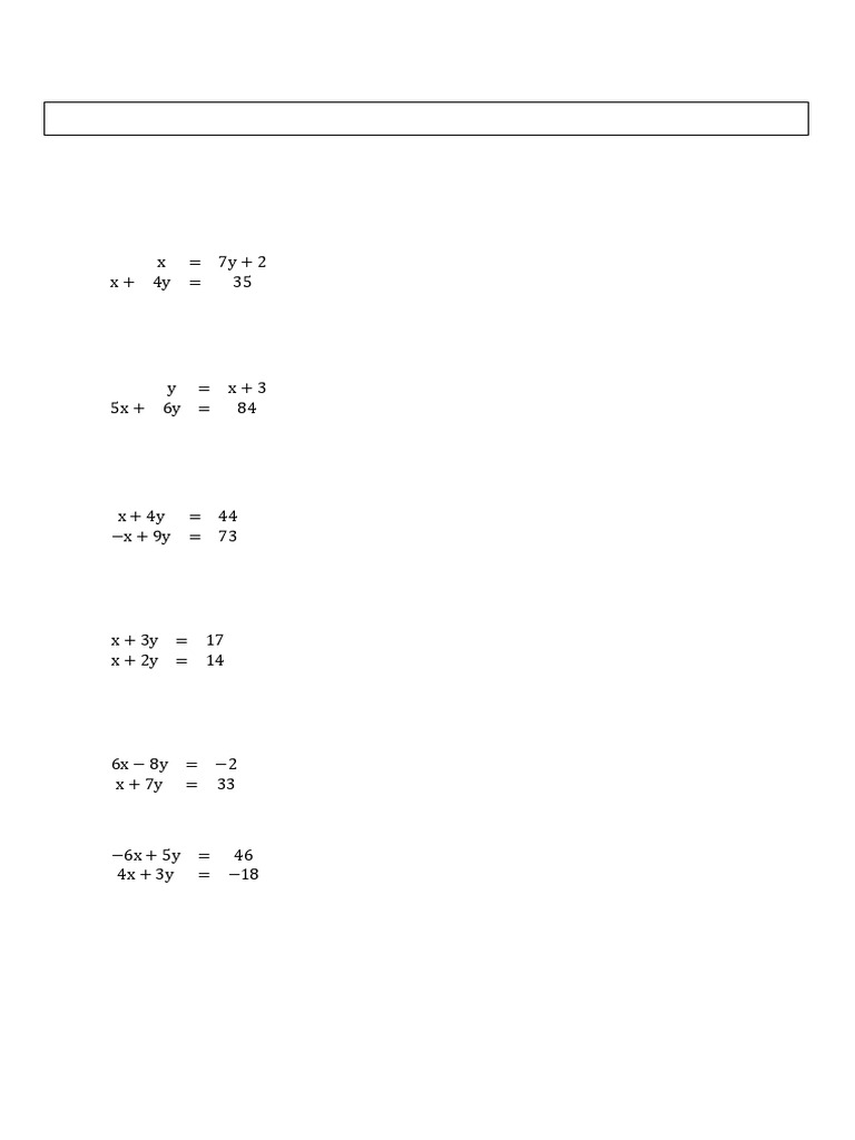 Simultaneous Equations - Elimination Method - 1 | PDF