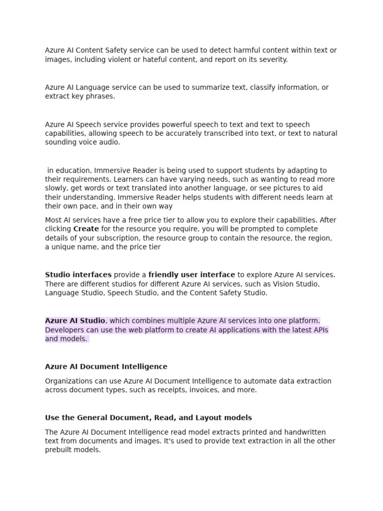 Azure AI Services Overview and Features | PDF | Artificial Intelligence ...