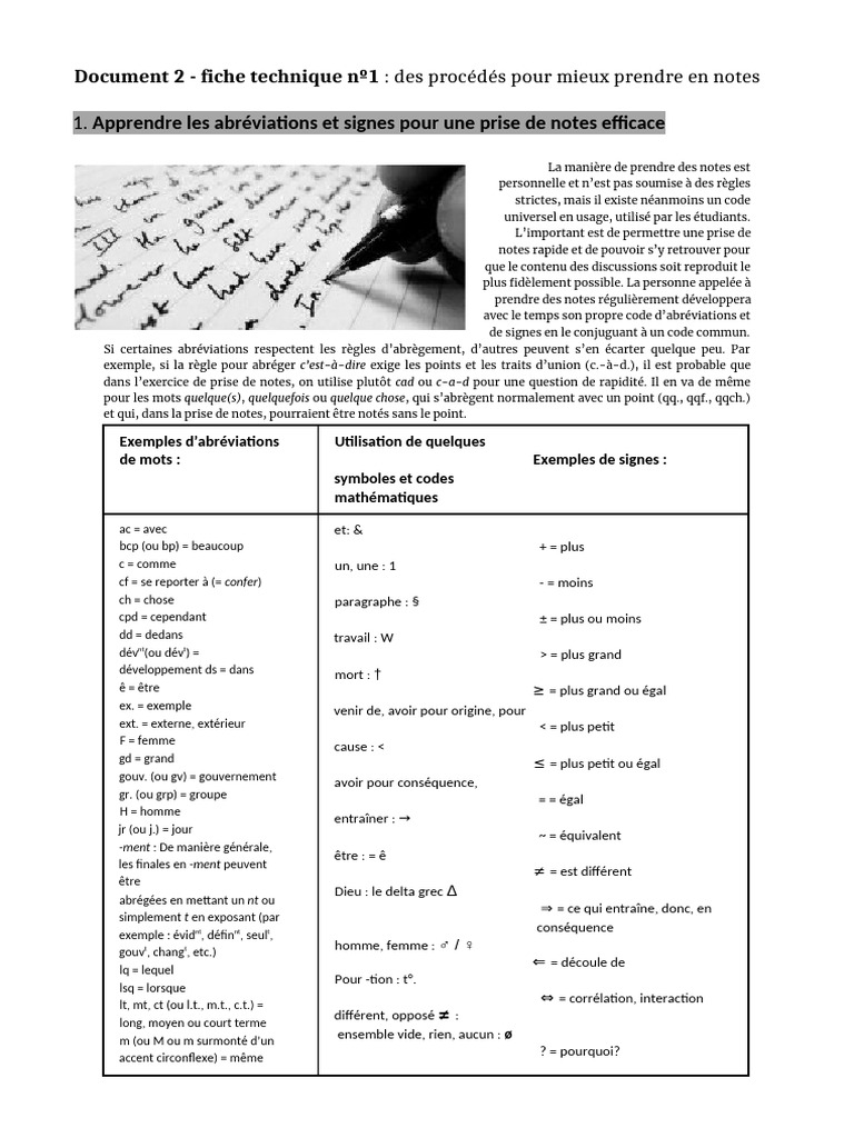 Techniques de prise de notes efficaces | PDF