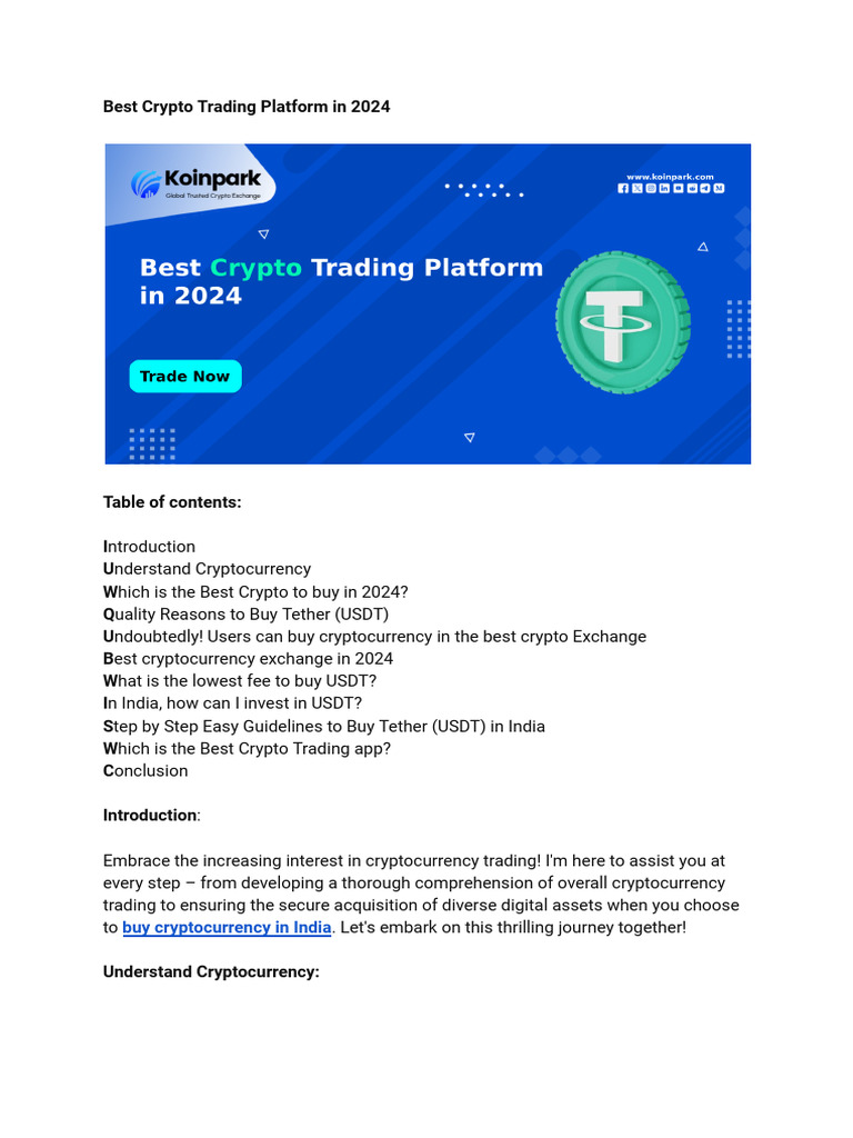 Best Crypto Trading Platform in 2024 | PDF | Cryptocurrency | Bitcoin