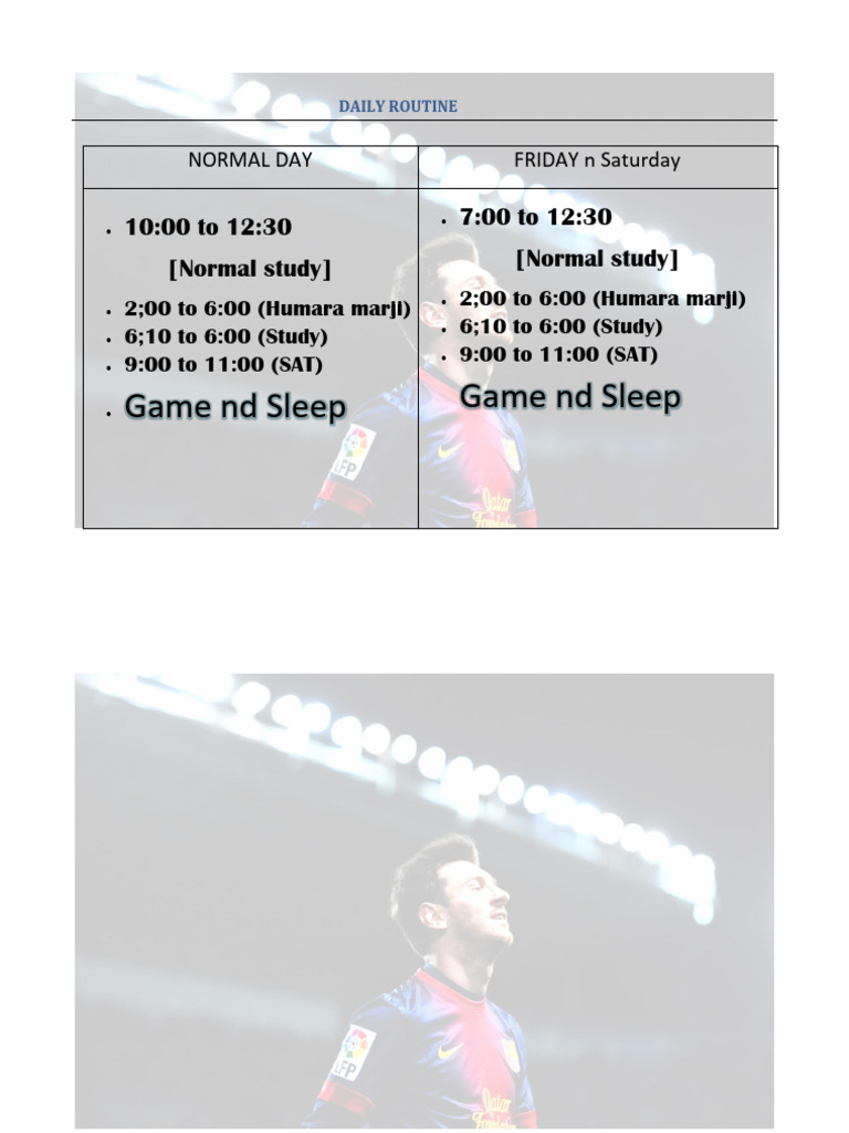 Daily Study and Leisure Routine | PDF