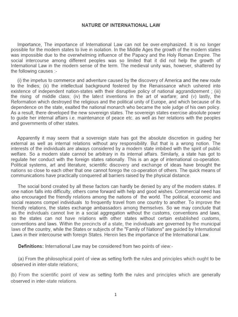 Nature of International Law | PDF | International Law | Treaty