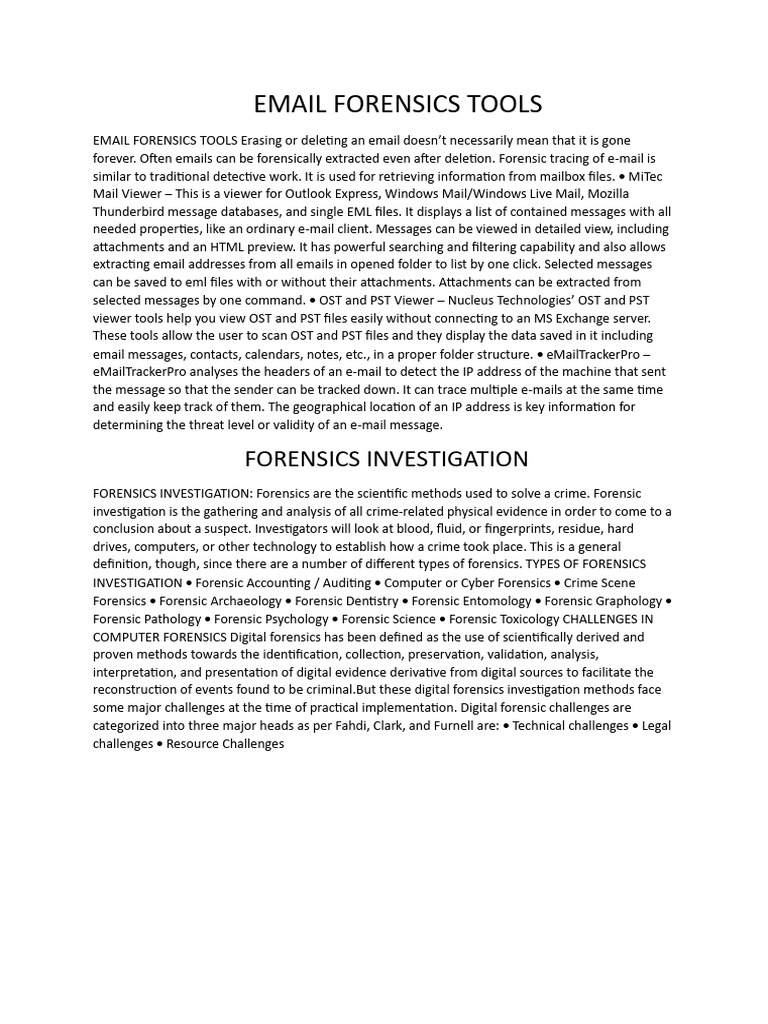 Email Forensics Tools | PDF | Forensic Science | Network Service