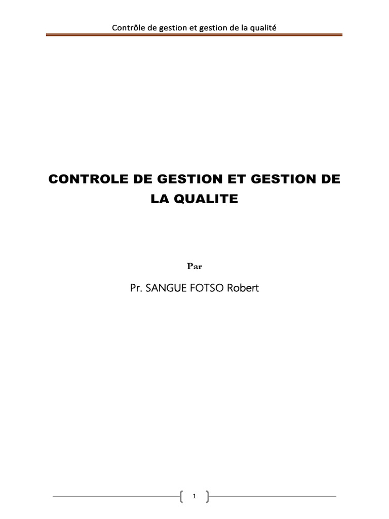 Cours Contrôle de Gestion Et Gestion de La Qualité IT SUPPTIC. Word ...