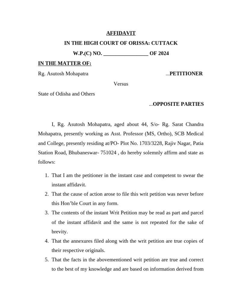 Affidavit for W.P.(C) No. 2024 | PDF | Affidavit | Common Law
