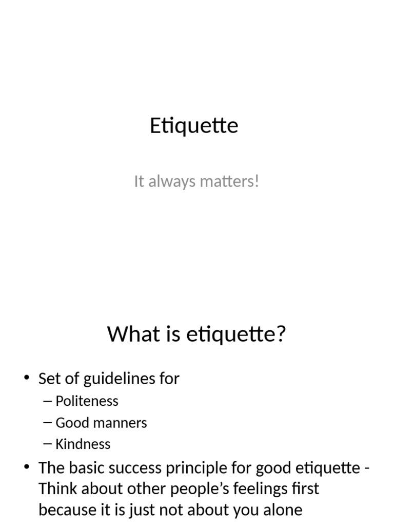 Etiquette | PDF | Etiquette | Human Communication