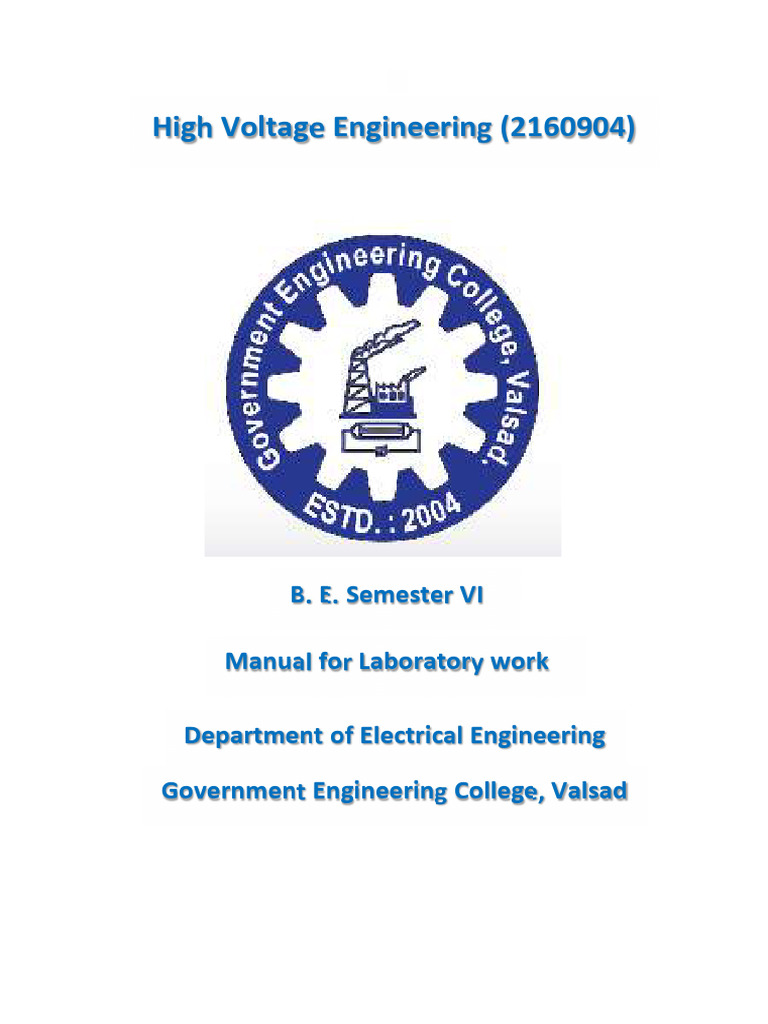 High Voltage Lab Manual NEW | PDF | Electrical Breakdown | Insulator ...