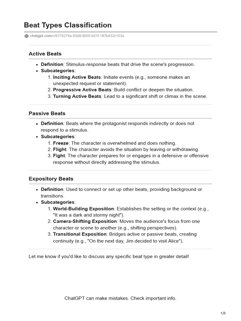 Beat Types: Active, Passive, Expository | PDF