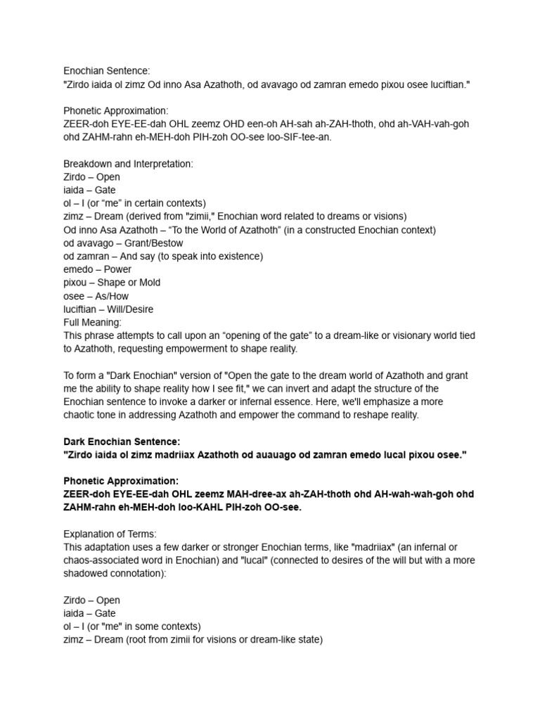 Enochian Ritual for Azathoth Invocation | PDF