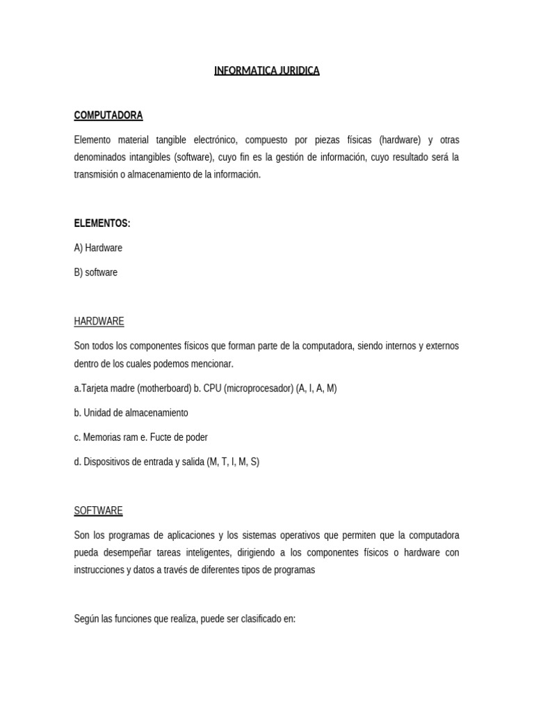 Informatica Juridica | PDF | Hardware de la computadora | Programa de ...