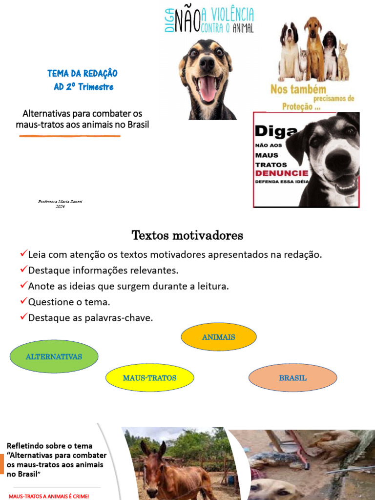 4º B Repertório - Tema Alternativas para Combater Os Maus - Tratos Aos  Animais No Brasil | PDF | Cães | Gatos, image size:768x1024