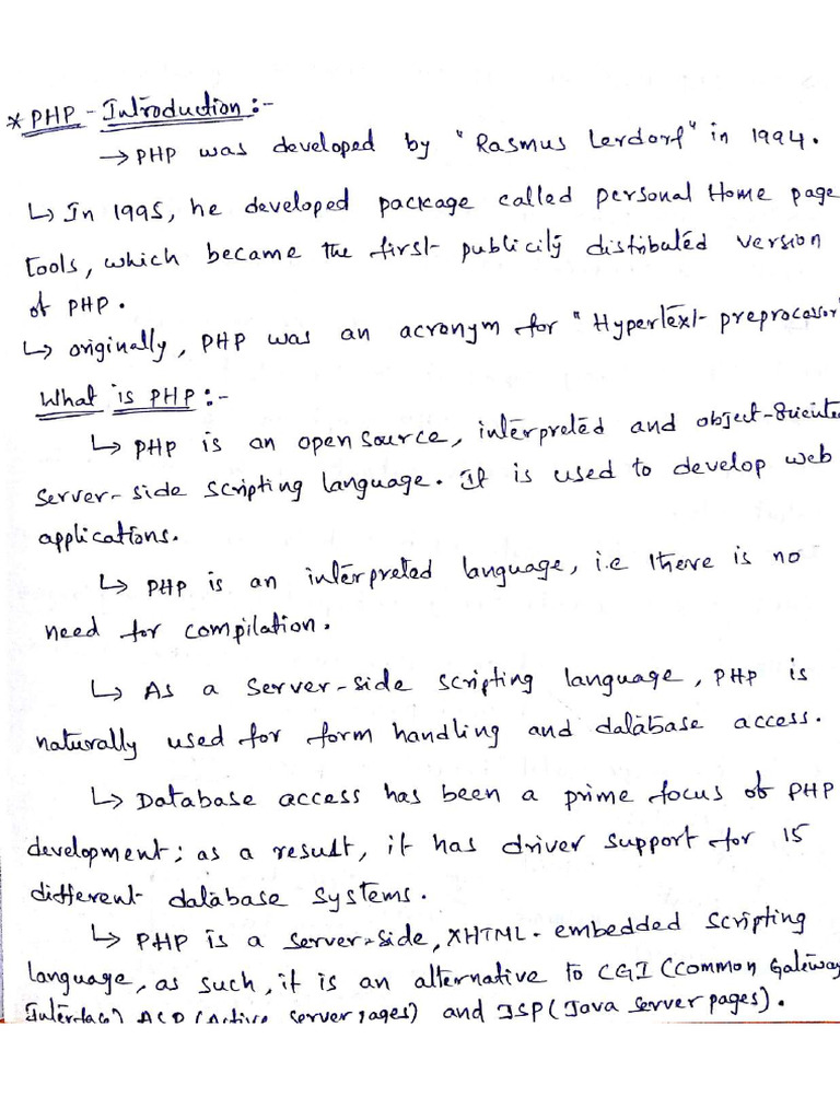 PHP (WT) Lecture Notes | PDF