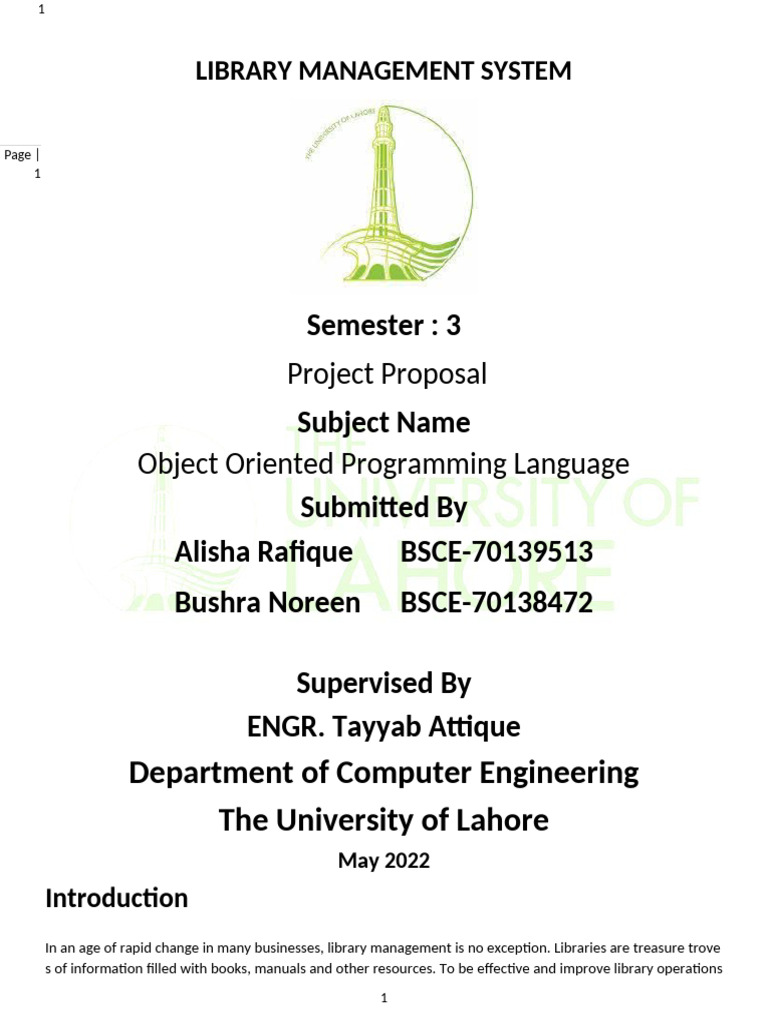 Library Management System Proposal | PDF | Computer Program | Programming