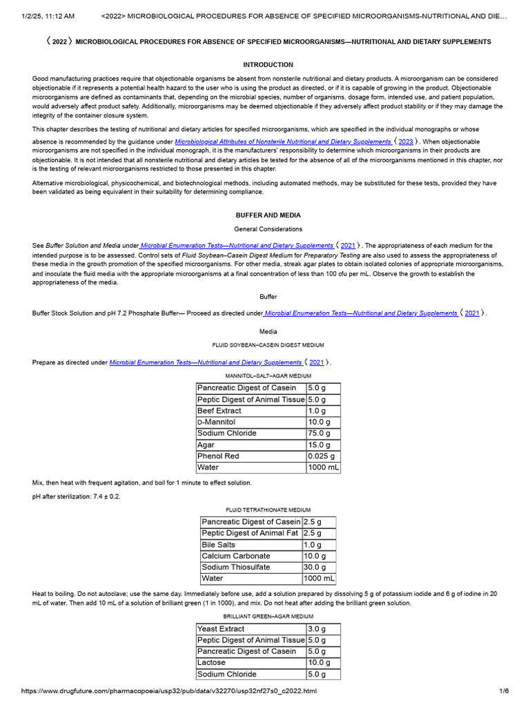 _2022_ MICROBIOLOGICAL PROCEDURES FOR ABSENCE OF SPECIFIED ...