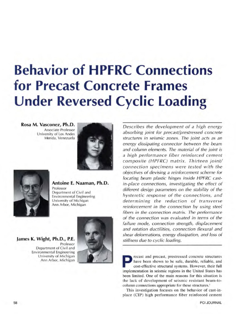 HPFRC Connections in Precast Frames | PDF | Concrete | Beam (Structure)