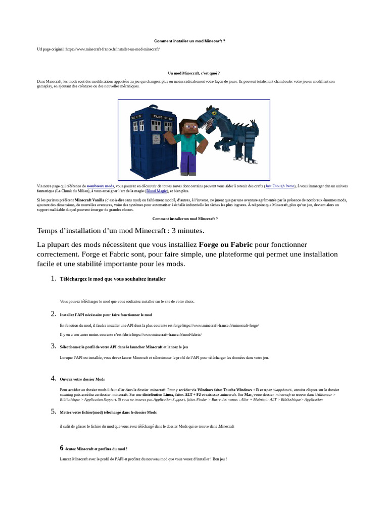 Installer un mod Minecraft facilement | PDF | Minecraft | Finder (logiciel)