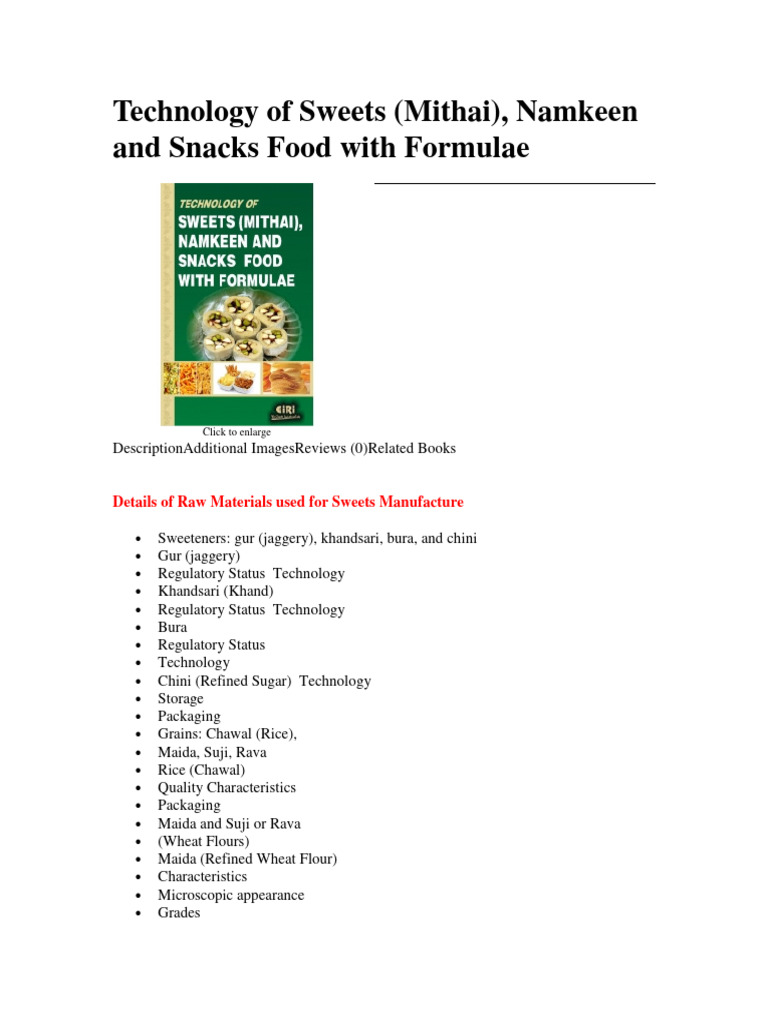 Sweets and Snacks Manufacturing Guide | PDF | Desserts | Indian Cuisine