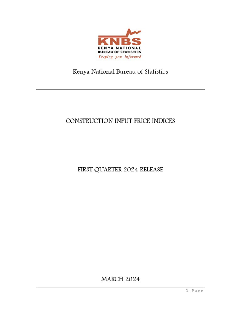 Kenya Q1 2024 Construction Price Indices | PDF | Road Surface | Concrete