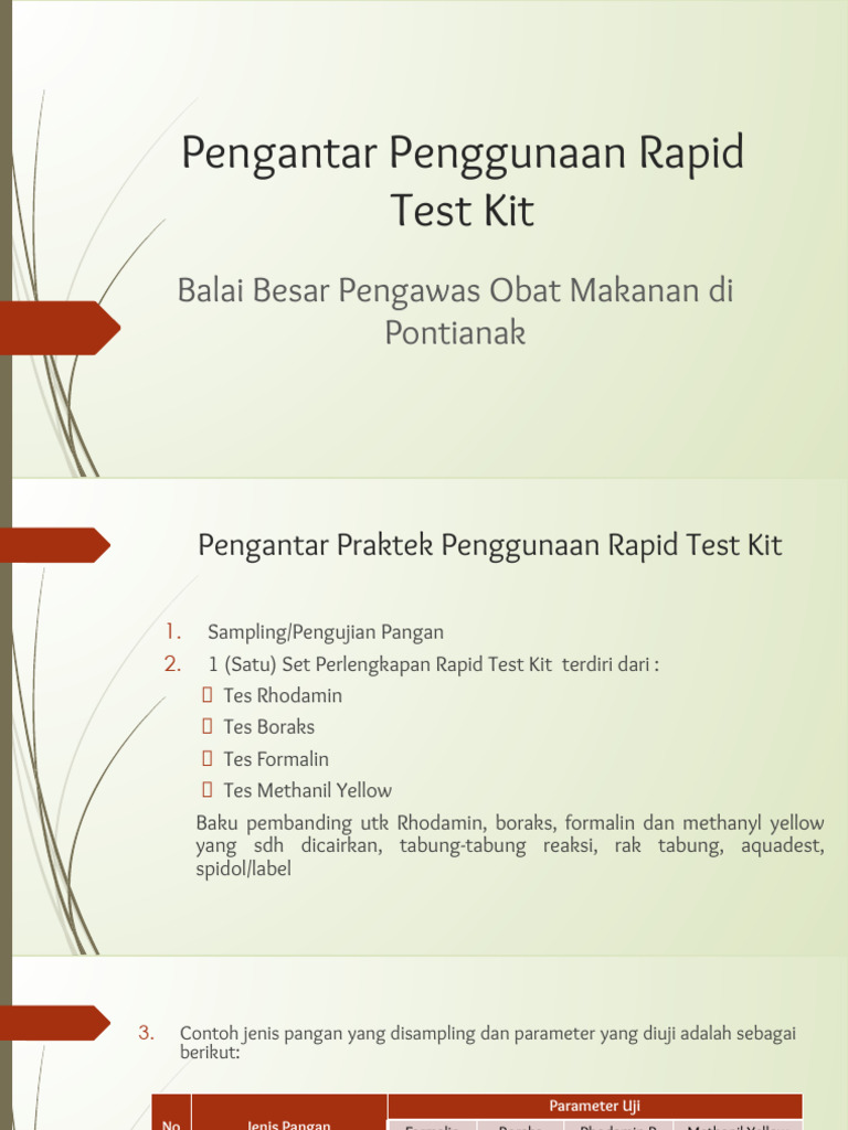 Panduan Rapid Test Kit Pangan | PDF