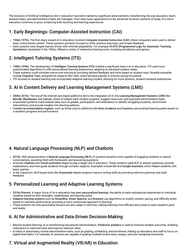 Evolution of AI in Education | PDF | Artificial Intelligence ...