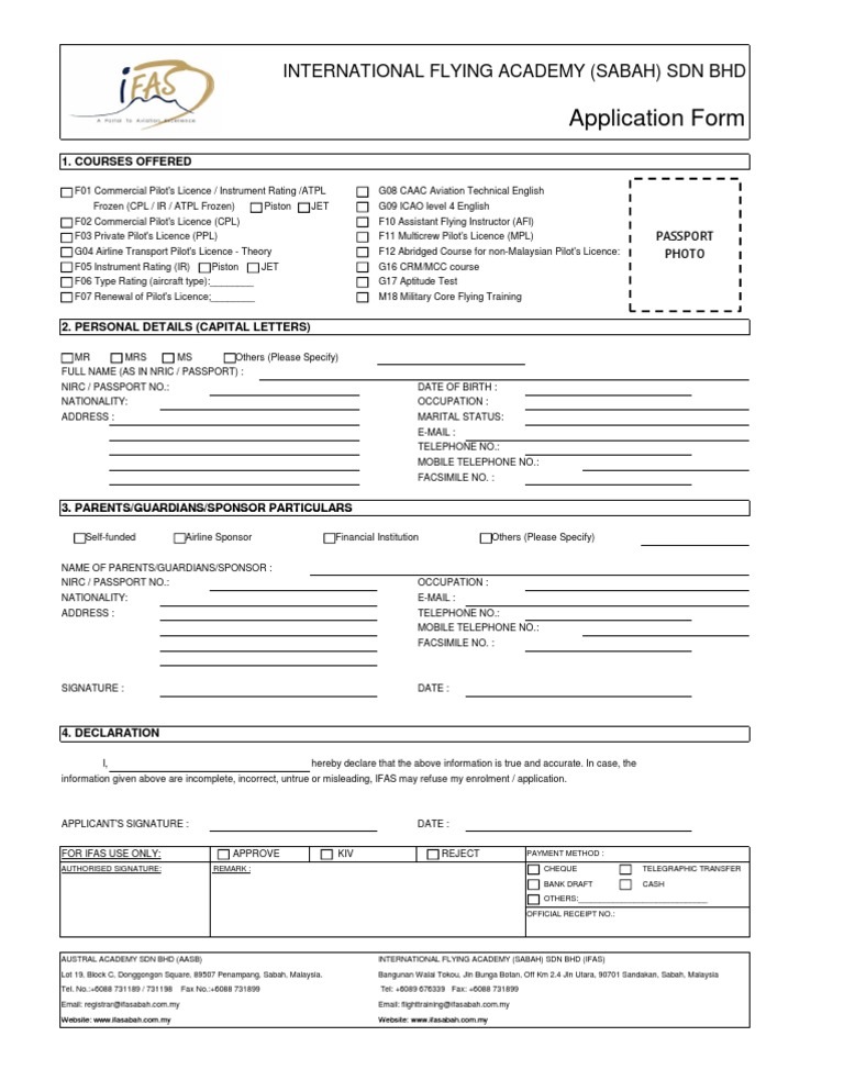 Application Form - PPL - IfAS | PDF