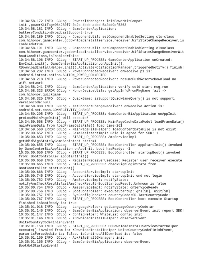 GameCenter Application Startup Log | PDF | Computer Engineering | Computing