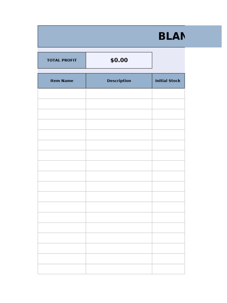 Blank Inventory Template | PDF