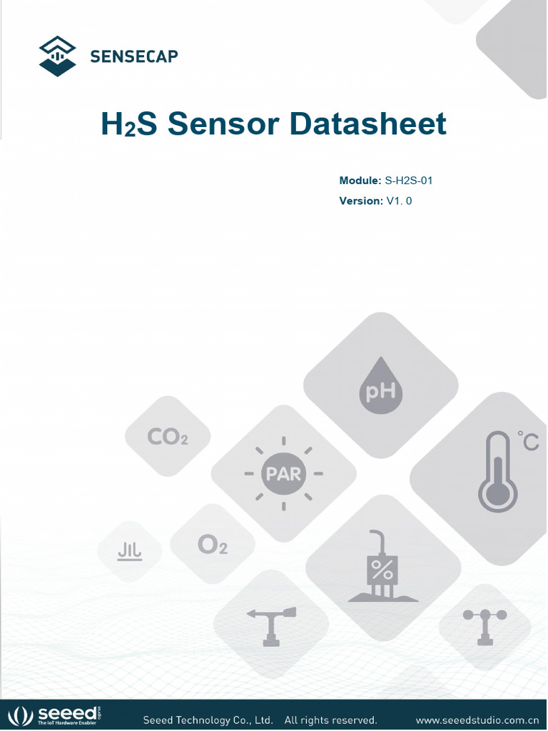 RS485 H2S Sensor - Datasheet | PDF | Electrochemistry | Sensor
