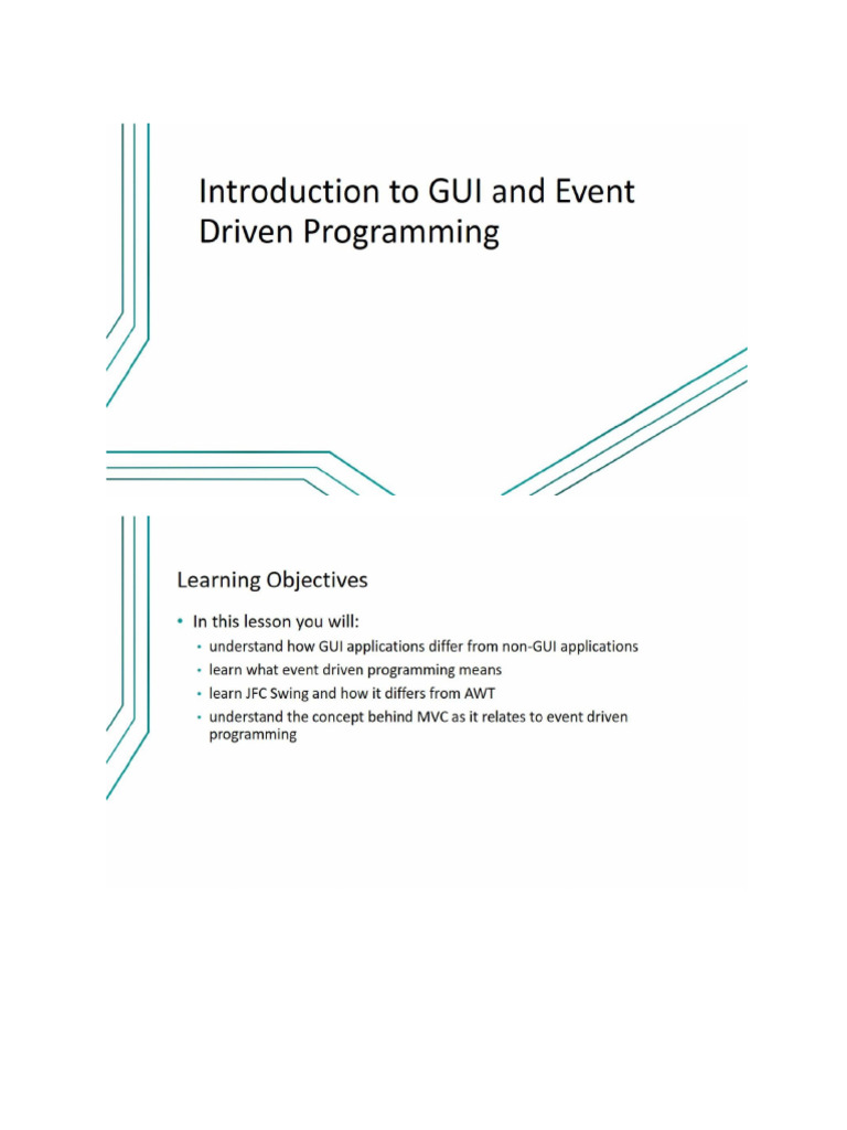 Introduction To GUI and Event Driven Programming - PPTX - 1 | PDF