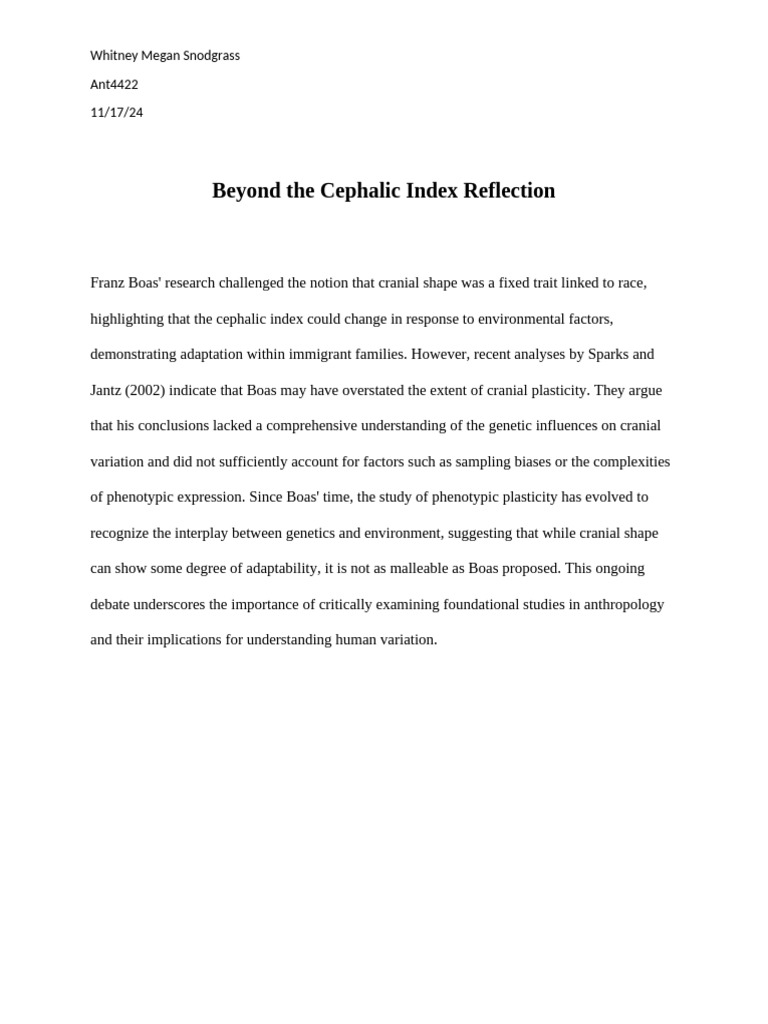 ANT4422 Snodgrass Cephalic Index | PDF