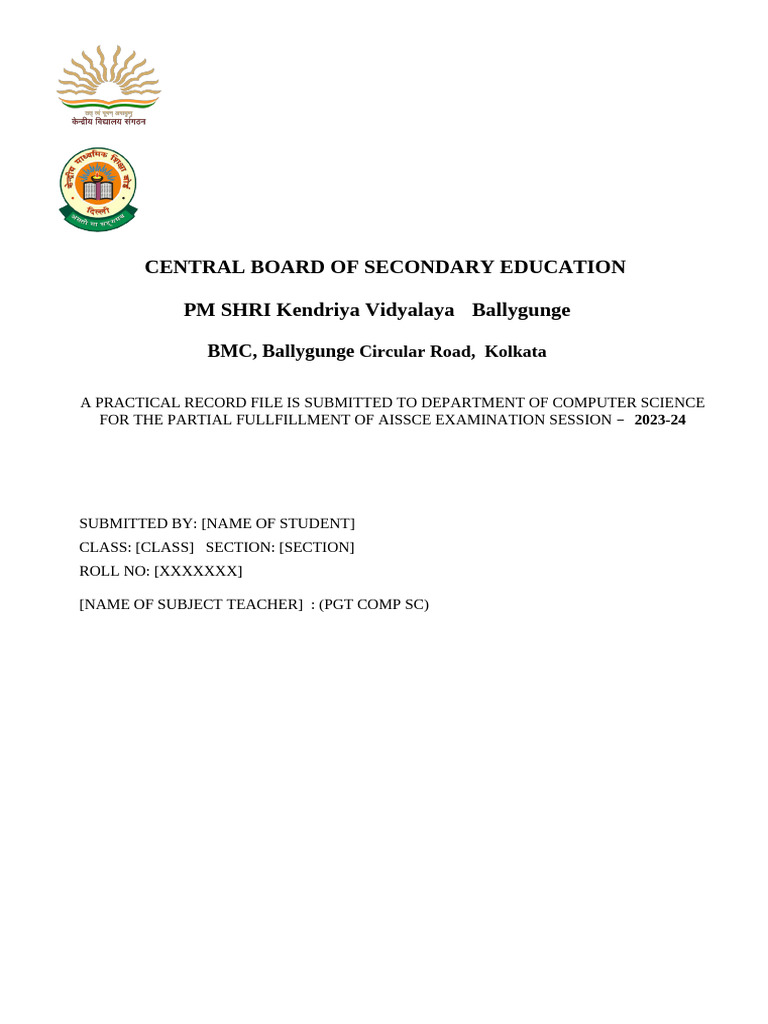 CBSE Computer Science Practical Record | PDF | Area | Computer Programming