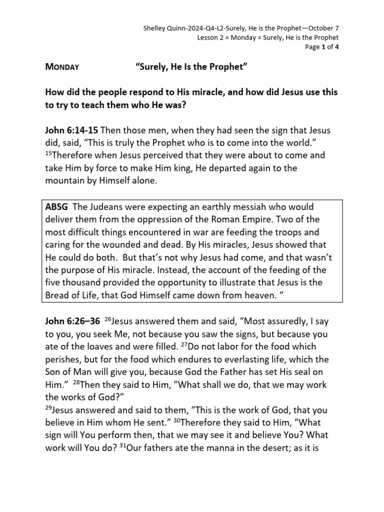 2 Shelley-Quinn-2024-Q4-L2-Surely-He-is-the-Prophet | PDF | Jesus ...