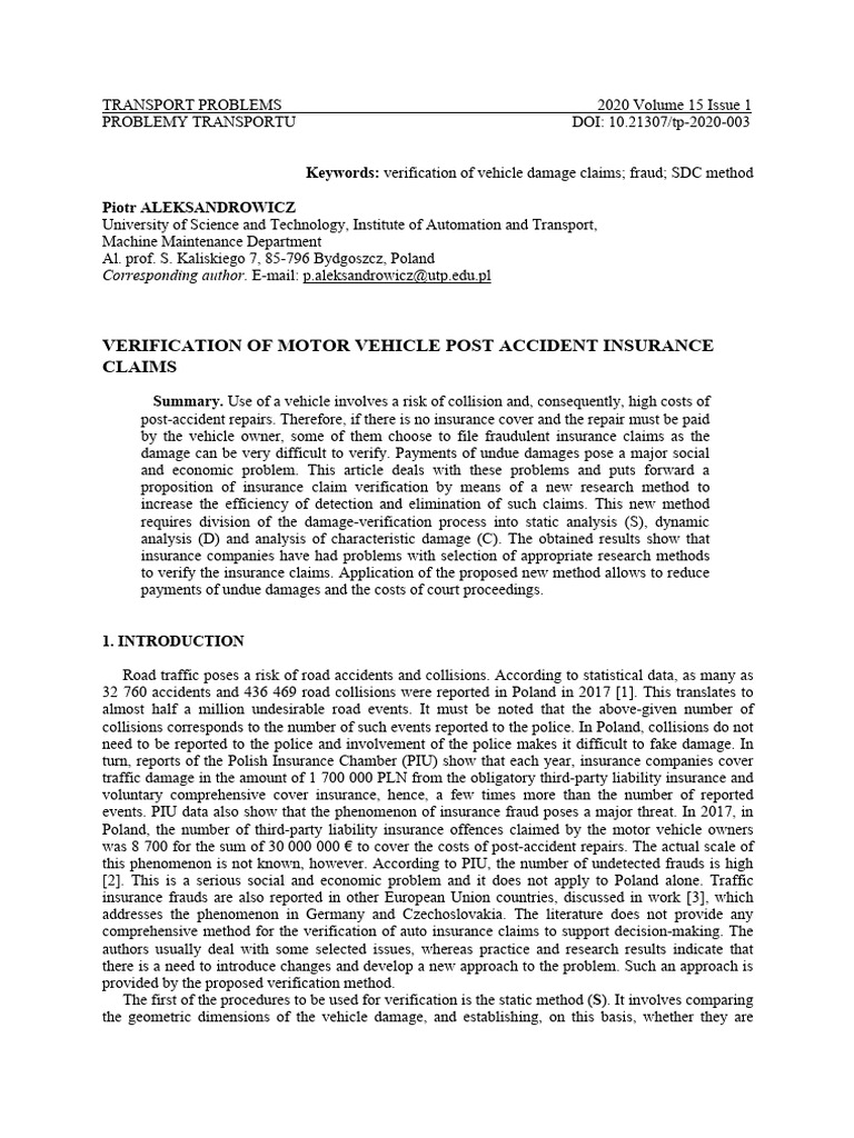 Verification of Motor Vehicle Post | PDF | Statistical Hypothesis ...