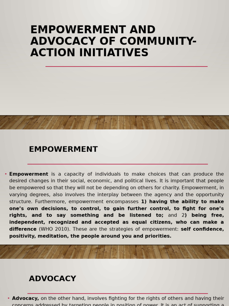 Community Empowerment and Advocacy Strategies | PDF | Empowerment ...