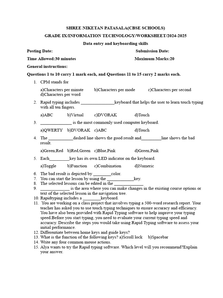 20 - 28 - 56 - 3 - 09 - 2024 - G9 Data Entry and Keyboarding Skills | PDF