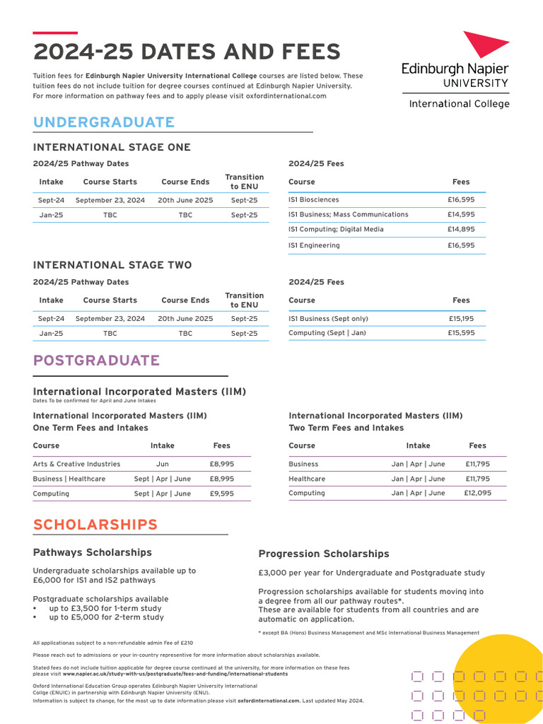 2024-25 Tuition Fees & Scholarships ENU | PDF | Titles | Vocational ...