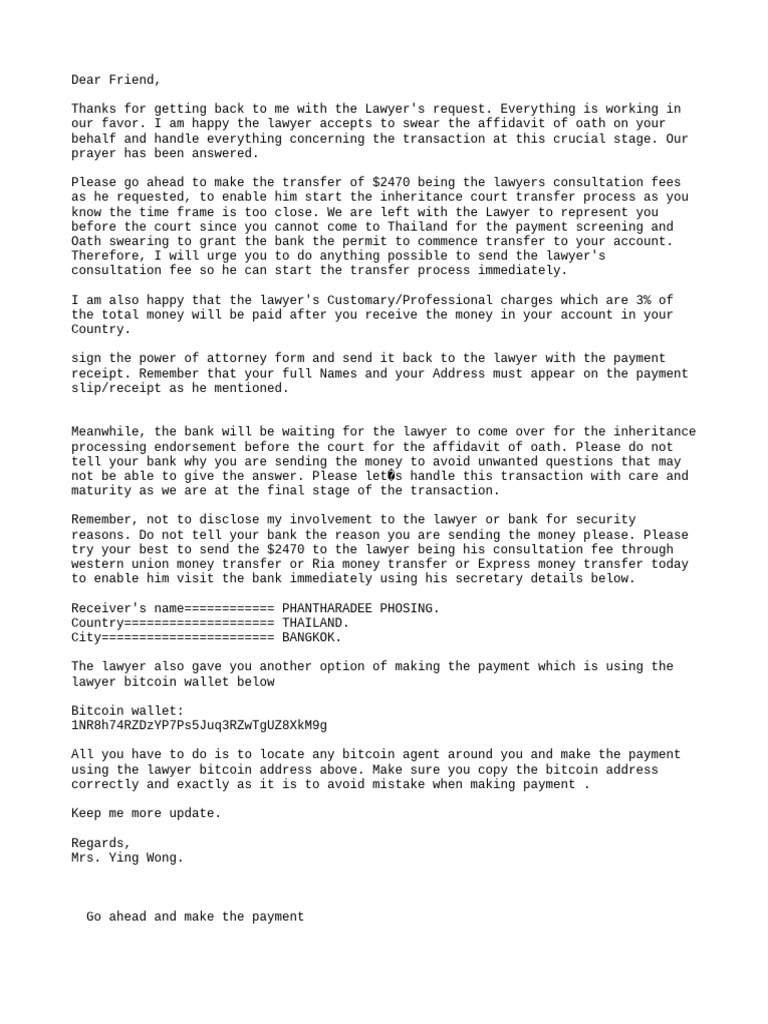 Scam Alert: Inheritance Fraud | PDF | Lawyer | Affidavit