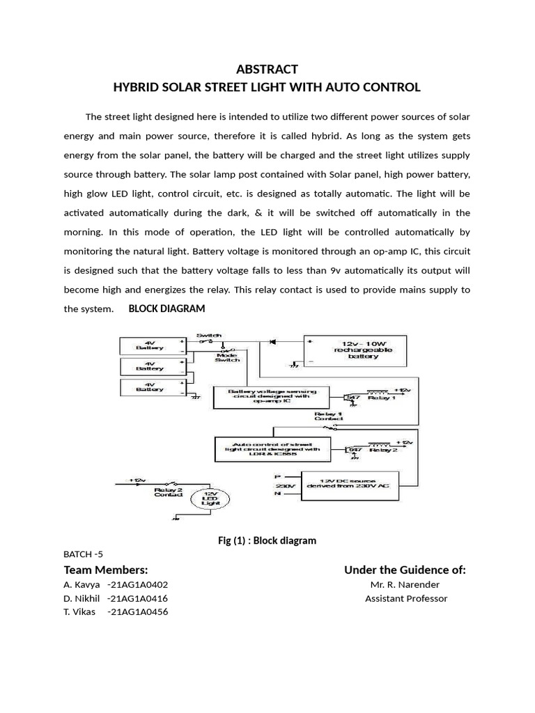 Hybrid Solar Street Light System Design | PDF