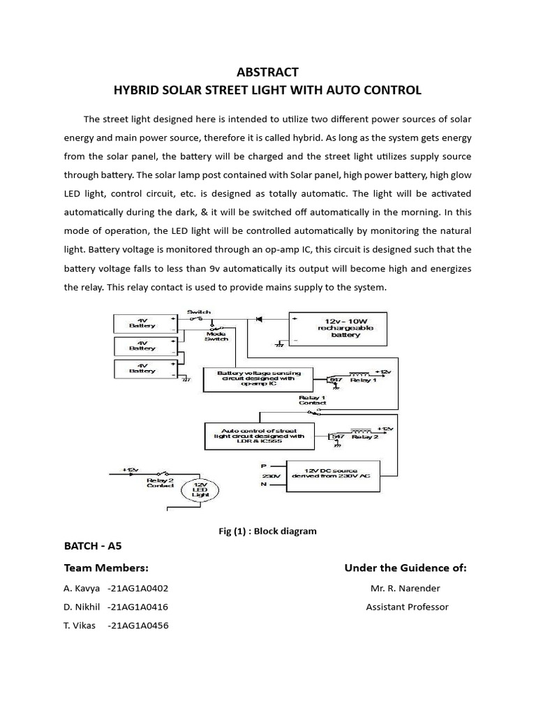 Hybrid Solar Street Light With Auto Control | PDF