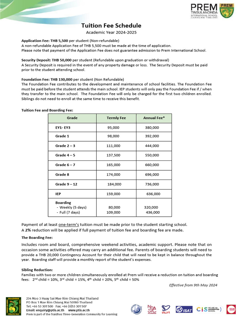 _Prem-Tuition-Fees-Schedule-AY2024-25 (2) | PDF | Fee | Cheque